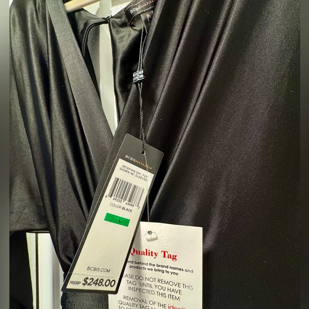 BCBG Stretchy Black Long Sleeve Maxi Gown with Sleeves - Picture 3 of 3